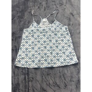 Shimera Camisole Top Womens Large Blue White Geometric Racerback Tank Shibori